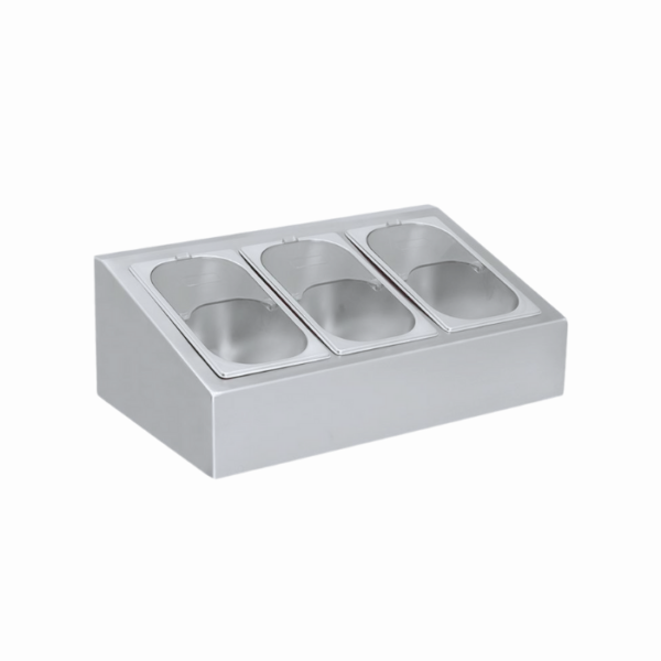 Set üstü küvetli paslanmaz baharatlık, mutfakta düzen ve pratik kullanım sağlar