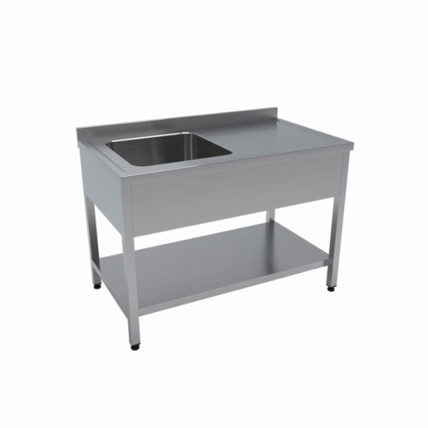 Tek evyeli paslanmaz tezgah, yüksek kaliteli mutfak ekipmanı