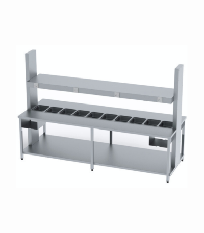 Hamburger malzemeleri için ergonomik hamburger hazırlık tezgahı