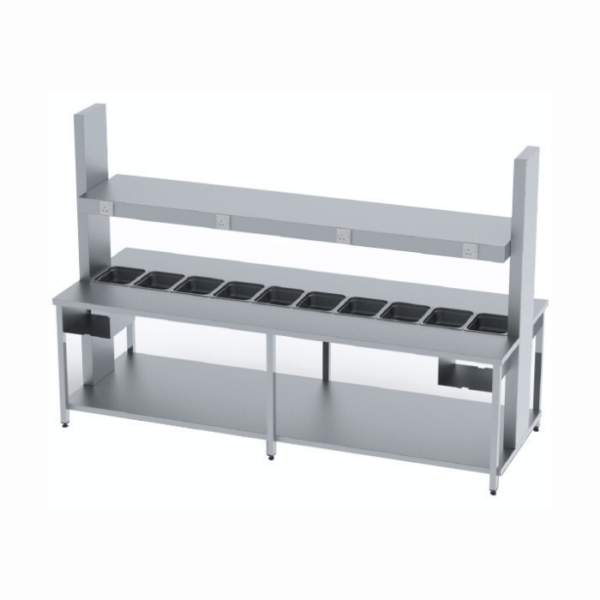 Hamburger malzemeleri için ergonomik hamburger hazırlık tezgahı