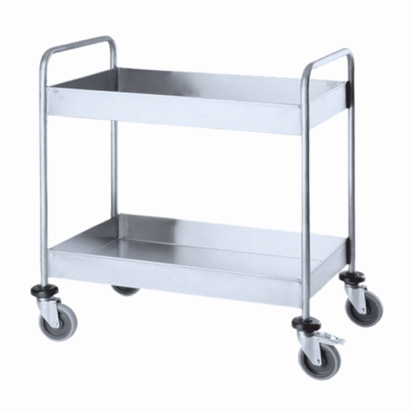 Paslanmaz çelikten üretilmiş bulaşık taşıma arabası, uzun ömürlü ve kolay kullanım sunar