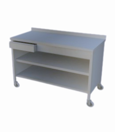 Paslanmaz çelik hareketli dolaplı çekmeceli çalışma tezgahı, endüstriyel mutfaklarda işlevsellik ve estetik sunar