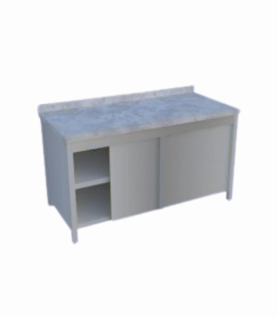 Mermer tablalı dolaplı çalışma tezgahı, endüstriyel mutfaklarda şık ve fonksiyonel bir çözüm sunar