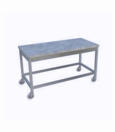 Orta tip mermer tablalı tekerli çalışma tezgahı, profesyonel mutfaklarda pratik ve fonksiyonel kullanım sunar