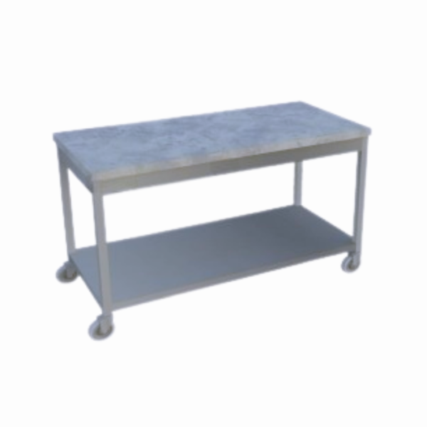 Mermer tablalı, taban raflı hareketli tezgah, mutfaklarda güvenli ve verimli bir işleme alanı sağlar