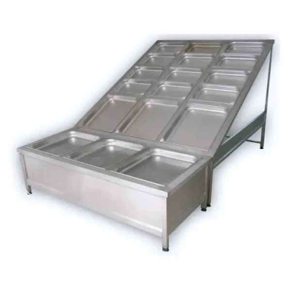 Taze deniz ürünleri için paslanmaz çelik balık teşhir tezgahı